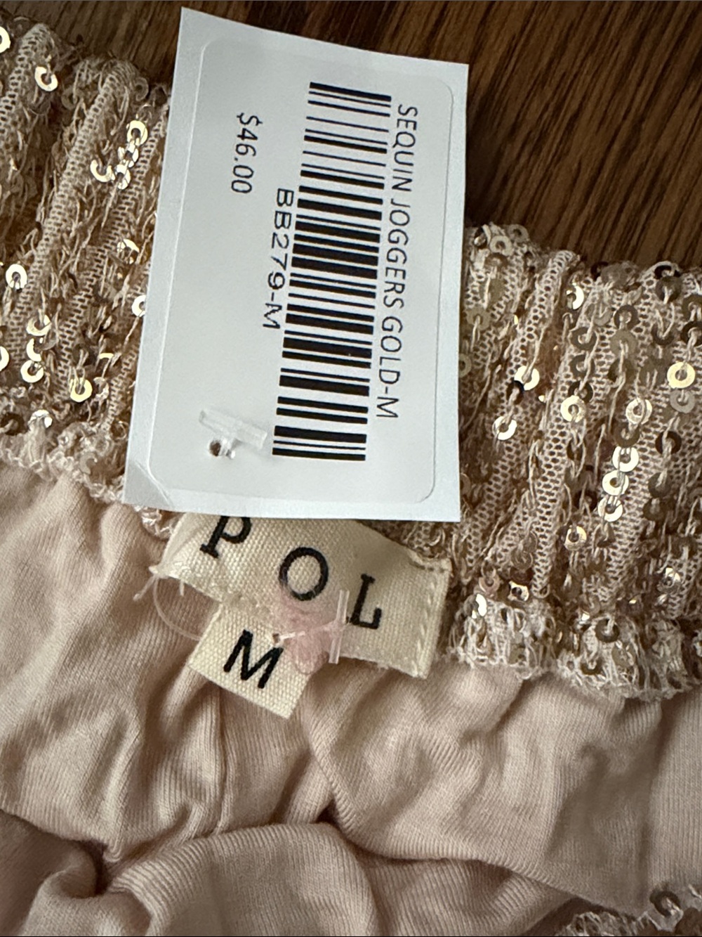 POL Sequin Jogger Pants in Champagne gold medium - Picture 4 of 12